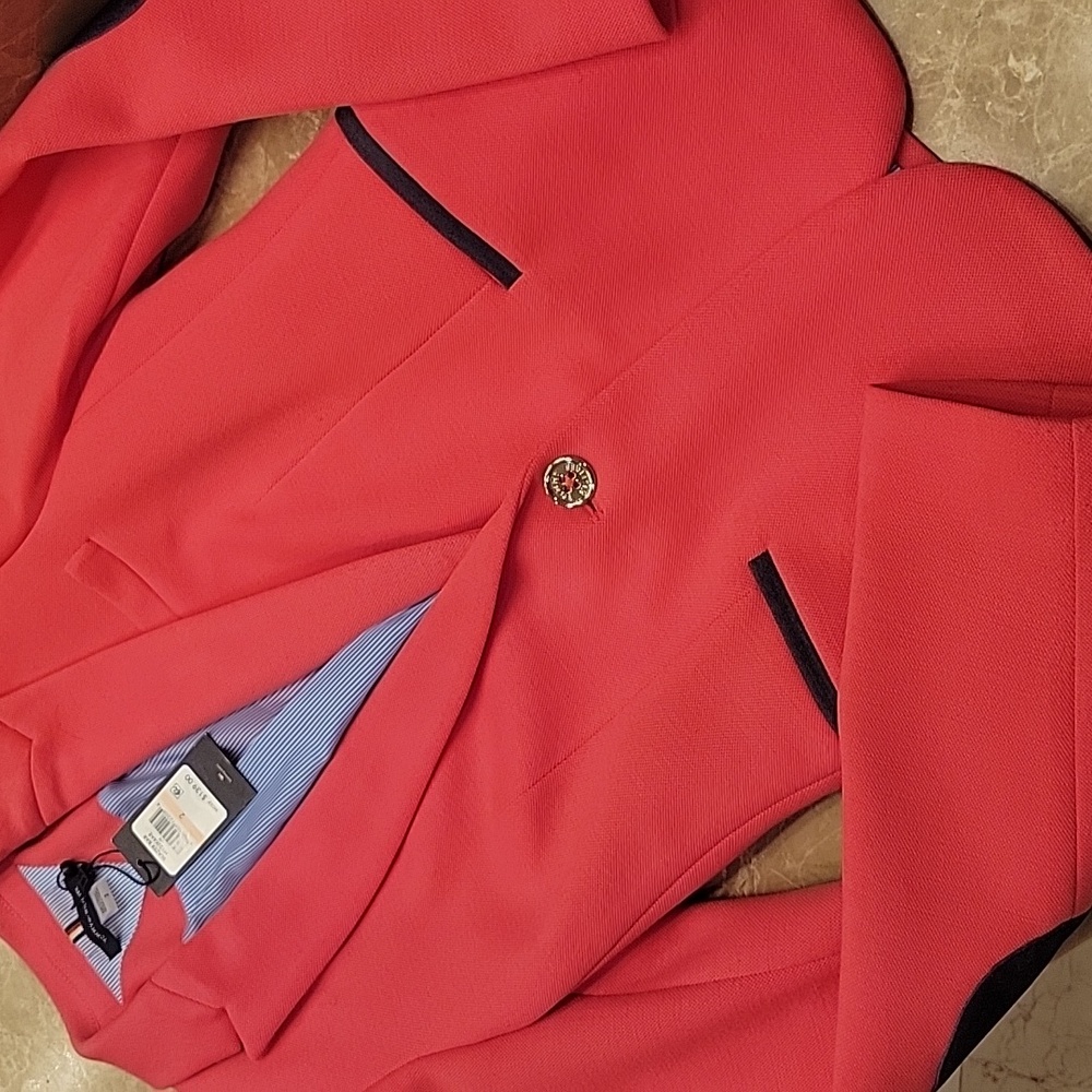 Tommy Hilfiger Coral Blazer with Navy Accents, Sz 2 - Picture 3 of 11